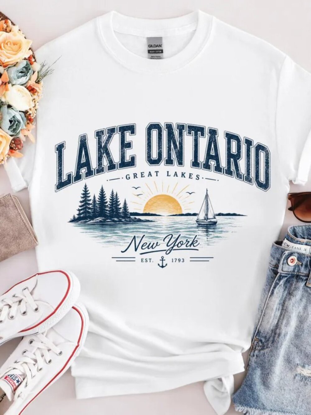 Lake Ontario Shirt, Great Lakes T Shirt, Vintage Lake Ontario Tee, New York Lake